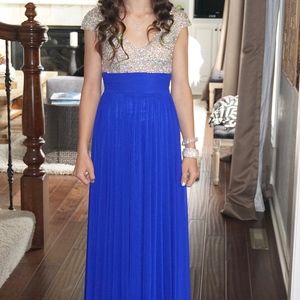 Royal Blue Prom Formal Dress Crystal Beaded Bodice